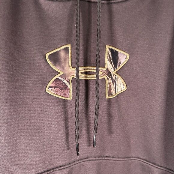 Under Armour Hoodie Men's XL Brown Camo Drawstring Pullover Loose - Picture 3 of 8